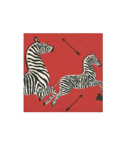 Zebras Paper Cocktail Napkins in Red
