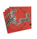 Zebras Paper Cocktail Napkins in Red