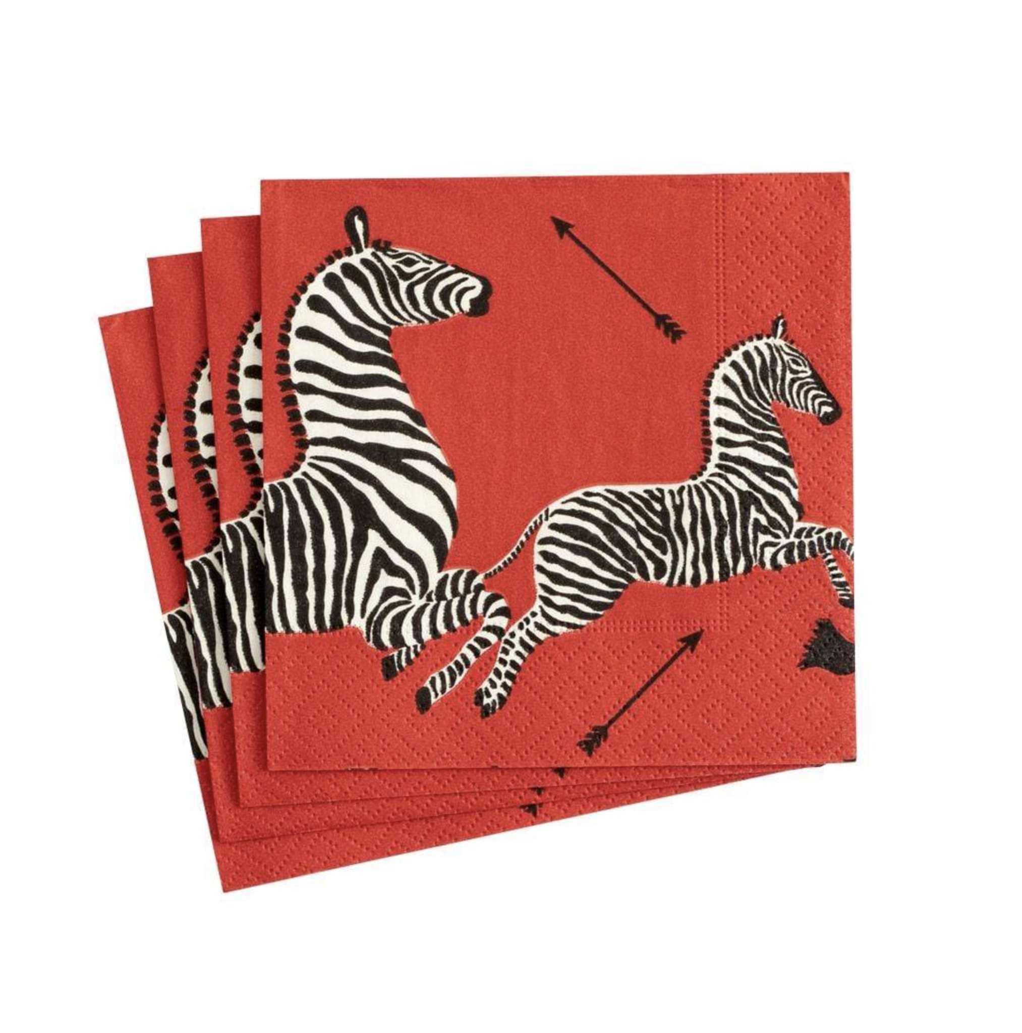 Zebras Paper Cocktail Napkins in Red