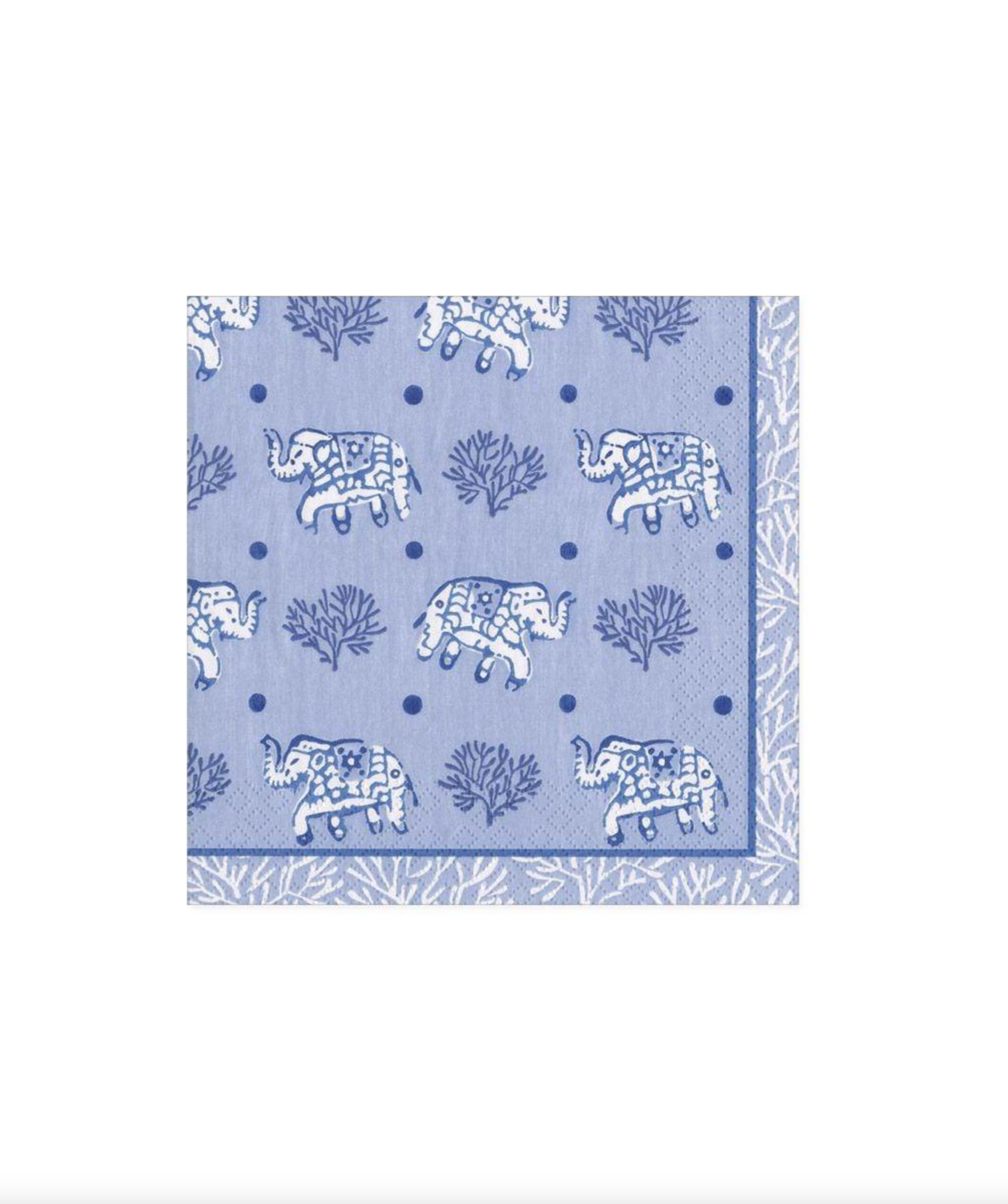 Batik Elephants Paper Cocktail Napkins in Blue