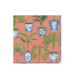 Potted Palms Paper Cocktail Napkins in Coral