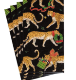 Christmas Leopards Black Guest Towel