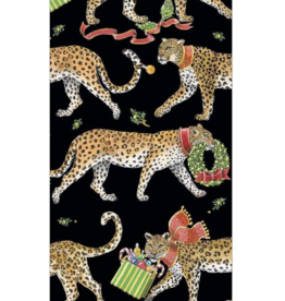 Christmas Leopards Black Guest Towel