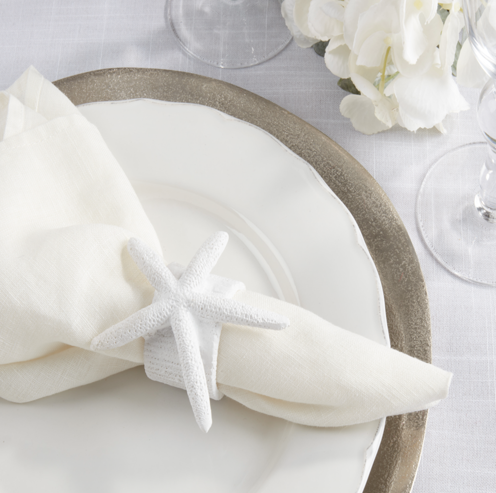 Starfish Napkin Ring White