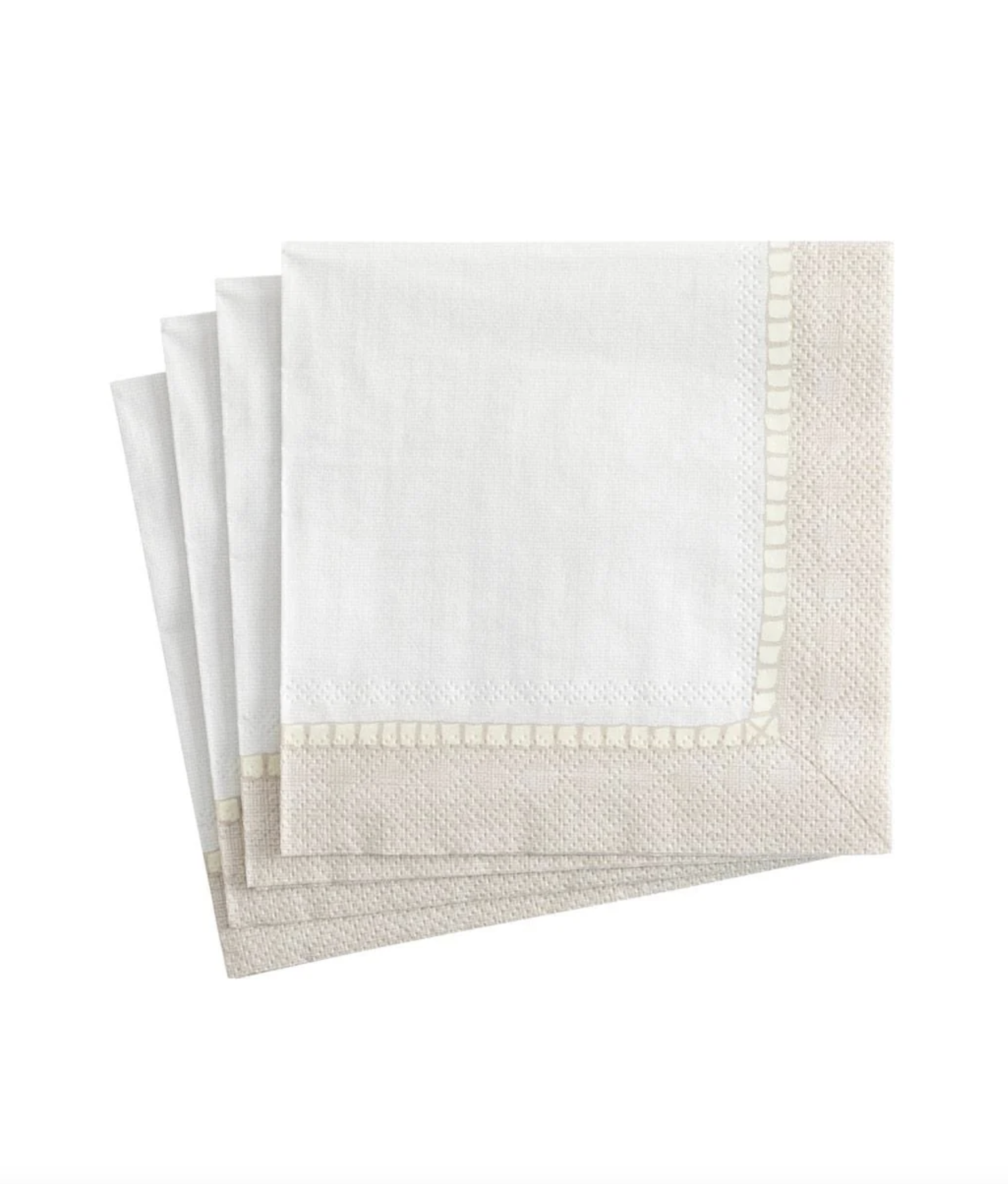 Linen Border Paper Cocktail Napkins in Natural