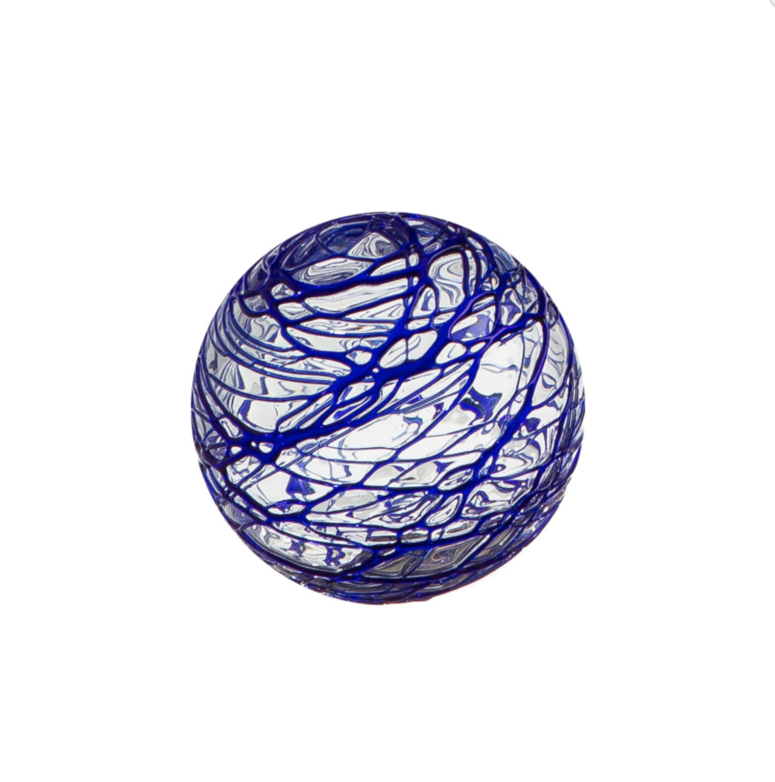3" Sphere Clear w/Cobalt Cobweb