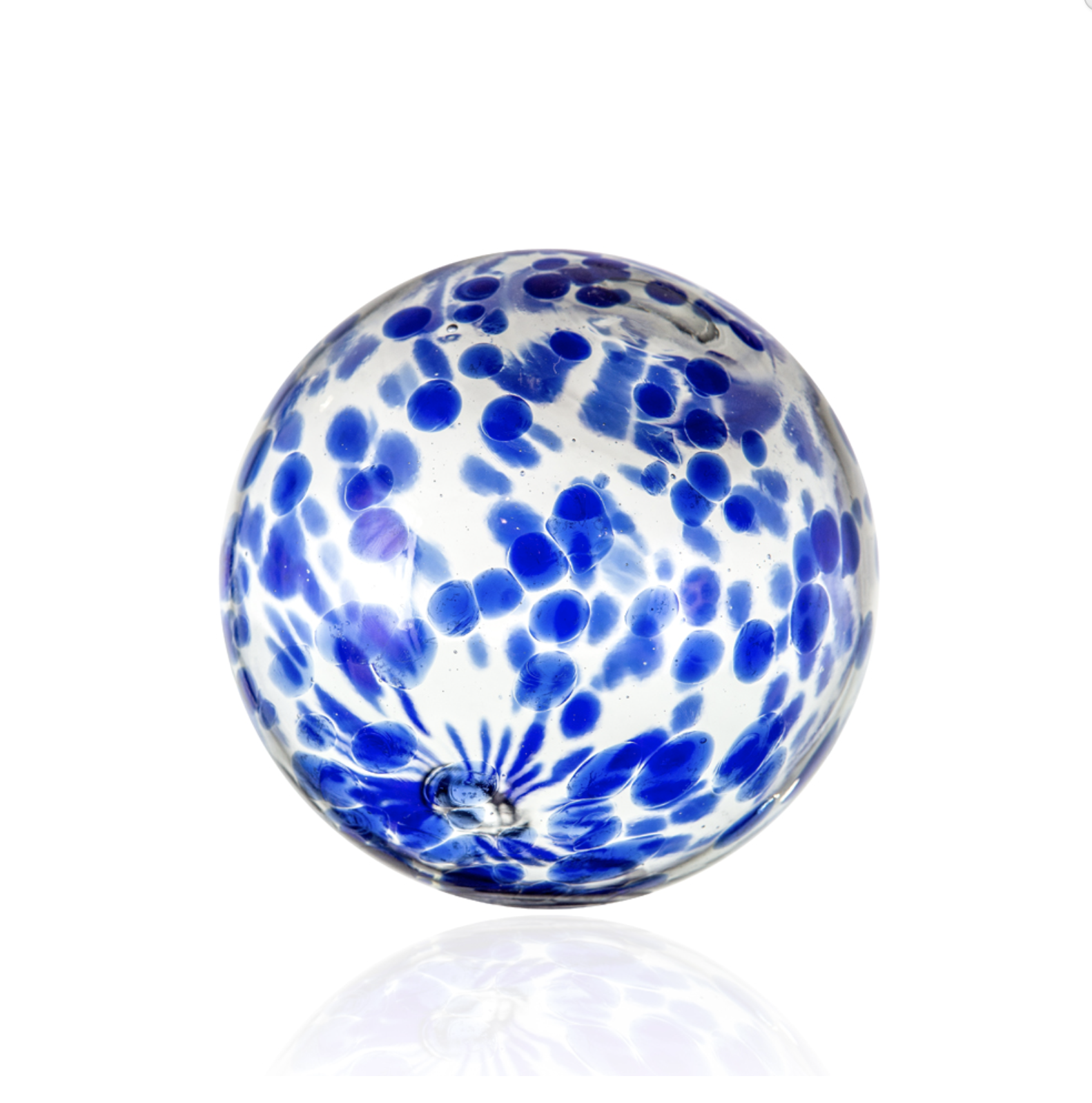 4.5" Sphere Clear w/Cobalt Spots