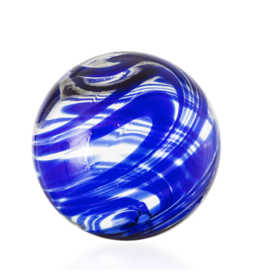 4.5" Sphere Clear w/Cobalt Swirls