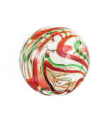 3" Sphere Clear w/Red & Green Swirl