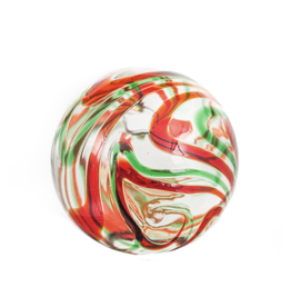 3" Sphere Clear w/Red & Green Swirl
