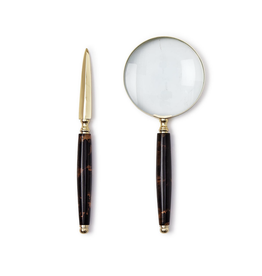 Tortoise Swirl Magnifier and Letter Opener Set in GB