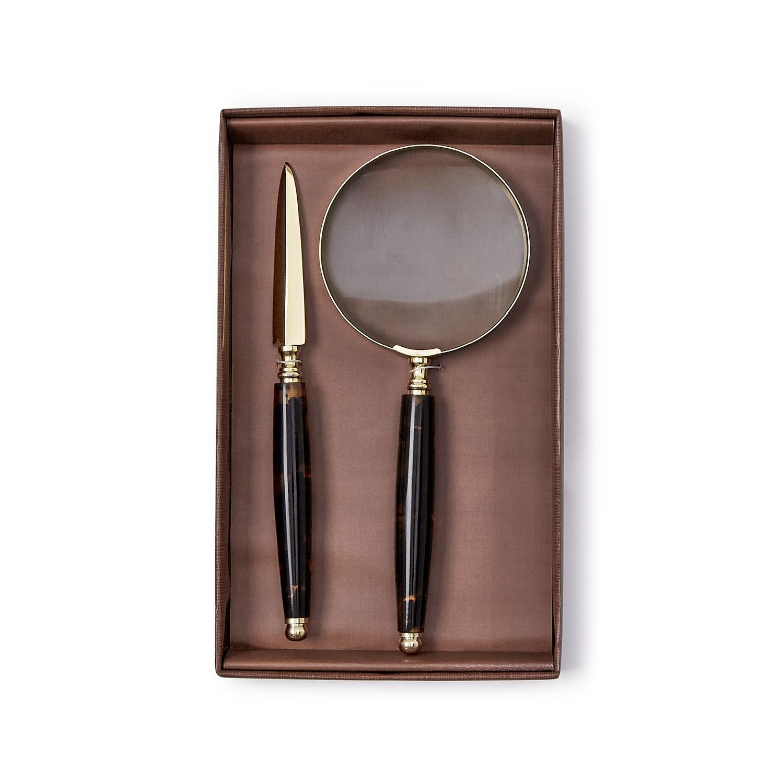 Tortoise Swirl Magnifier and Letter Opener Set in GB