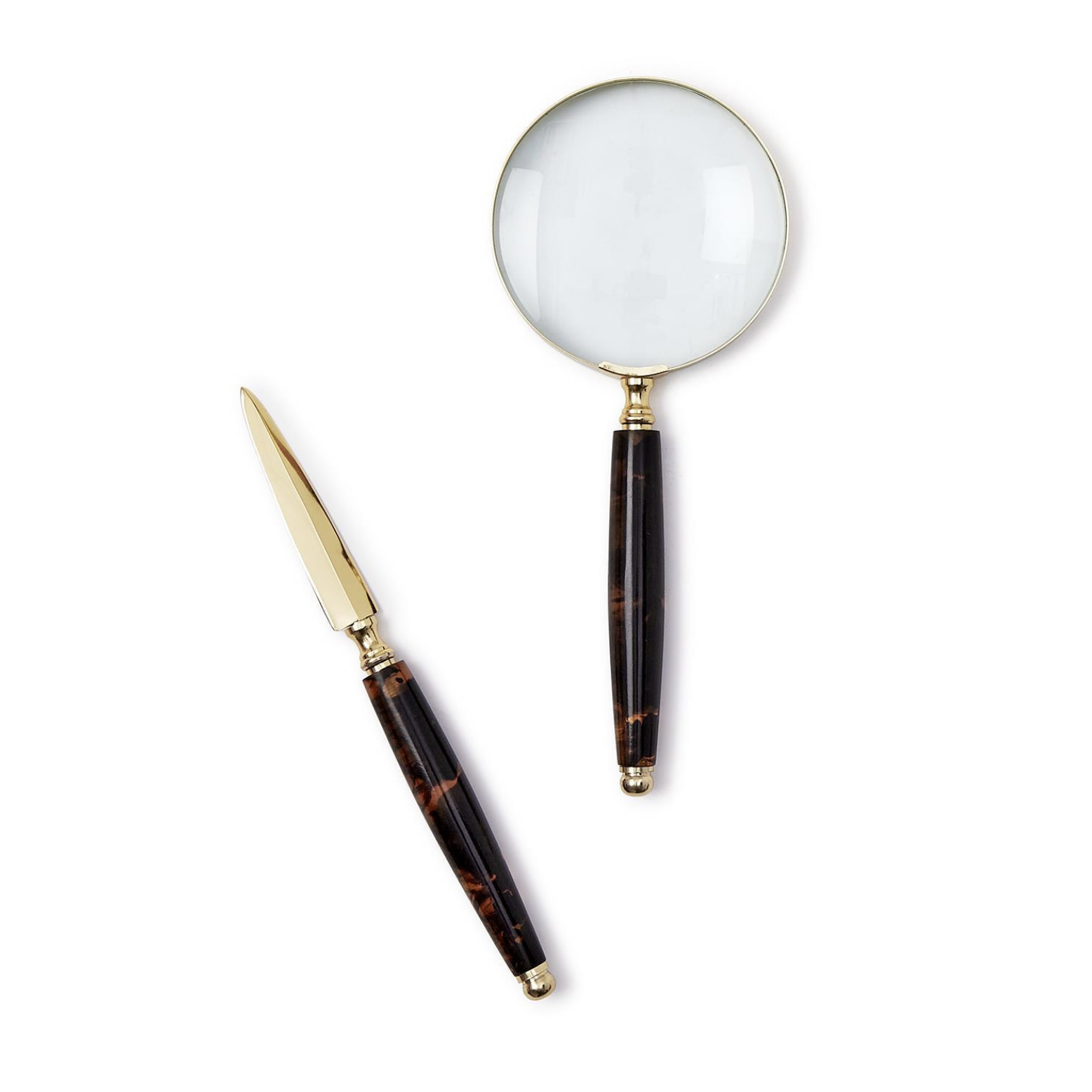 Tortoise Swirl Magnifier and Letter Opener Set in GB