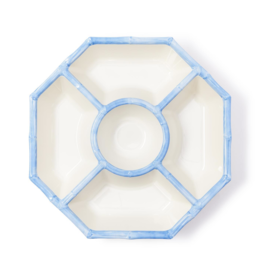 French Blue Bamboo Touch Chip and Dip bowl with Bamboo Rim