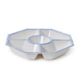 French Blue Bamboo Touch Chip and Dip bowl with Bamboo Rim