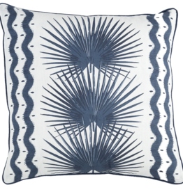 PALMETTE NAVY W/ LINEN NAVY PIPE & BACK 22"