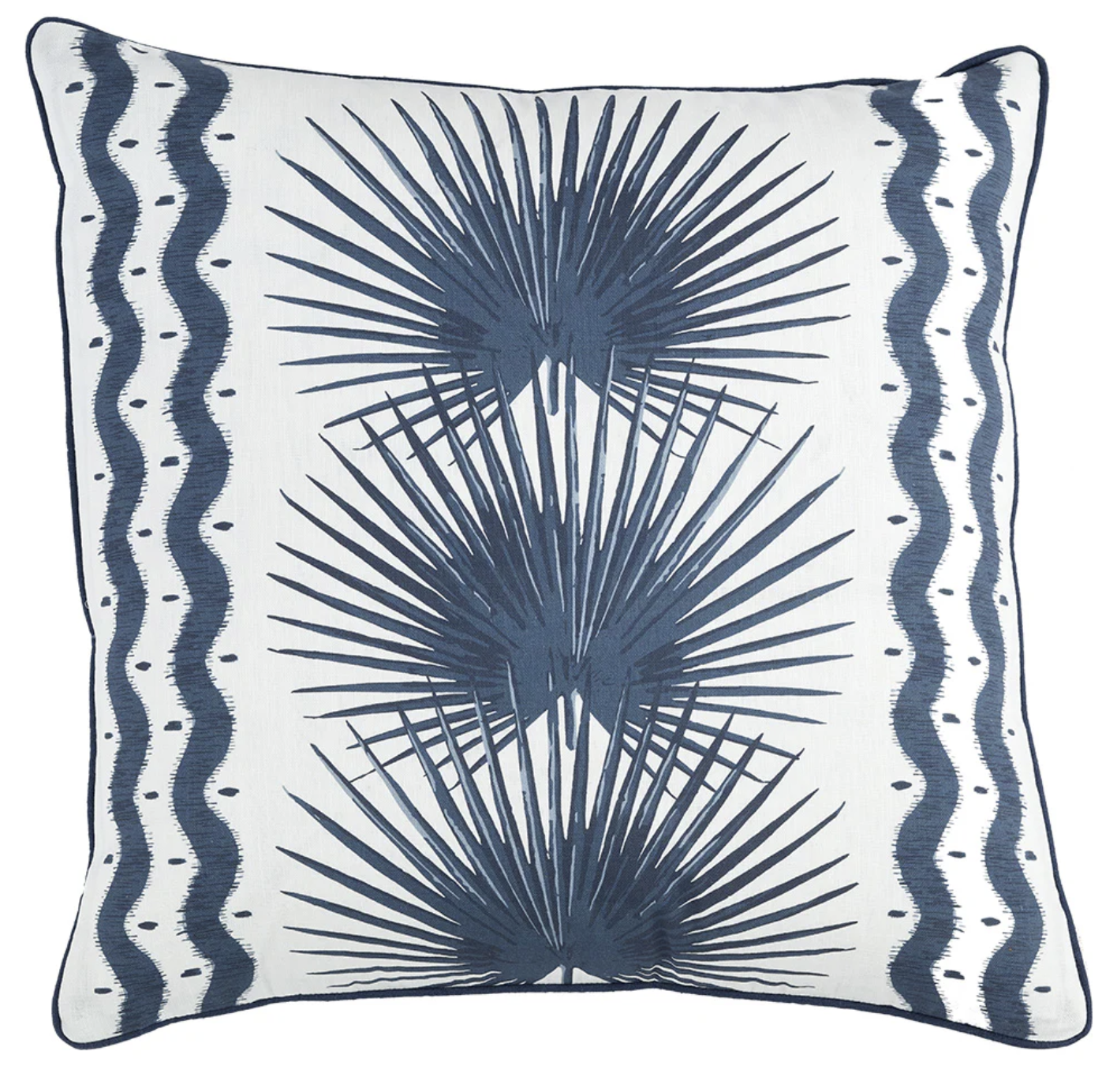 PALMETTE NAVY W/ LINEN NAVY PIPE & BACK 22"