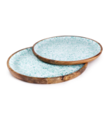 Drops Hand-Crafted Wood Round Tray