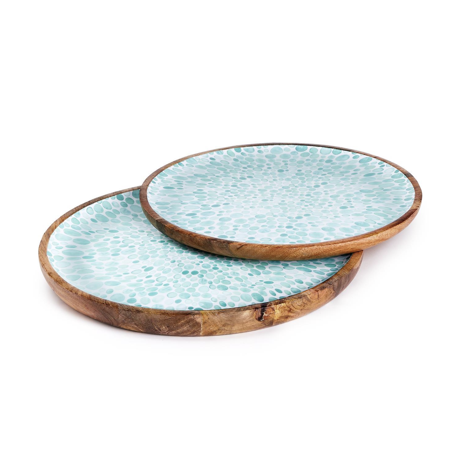 Drops Hand-Crafted Wood Round Tray