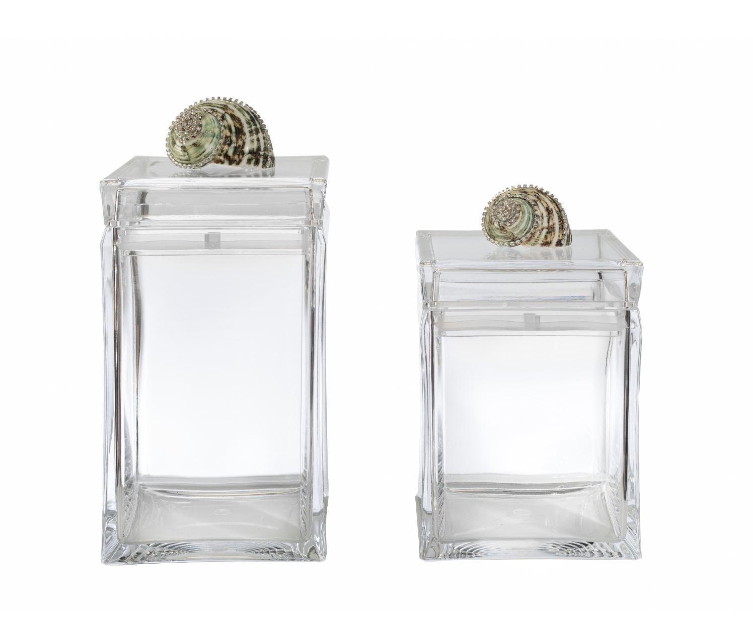 Clear Acrylic Square Canister with Green Turbo