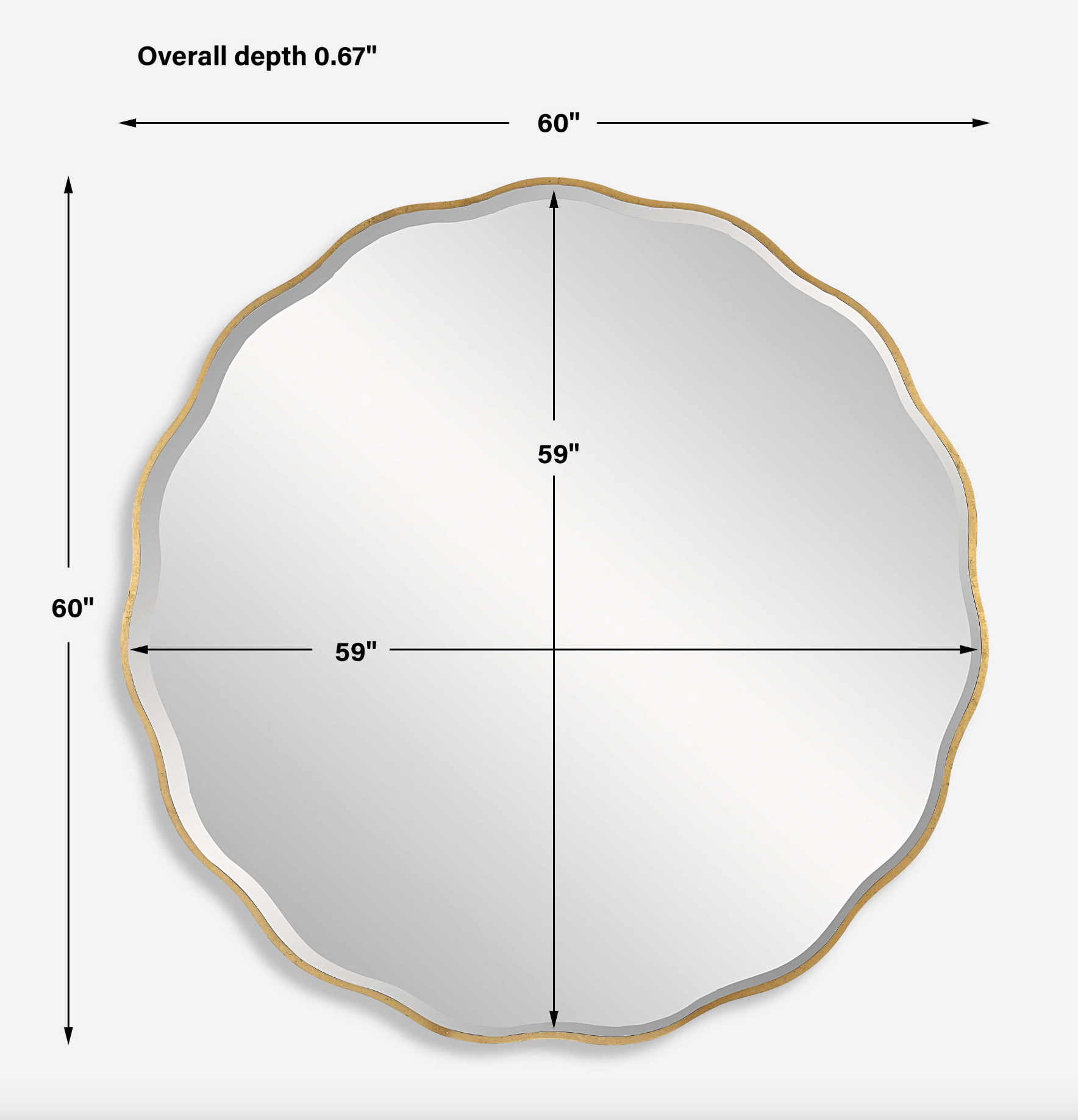Aneta Large Round Mirror, Gold - 60"