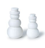 Set of 2 Snowmen Decor with LED Light-Up Function - Stoneware