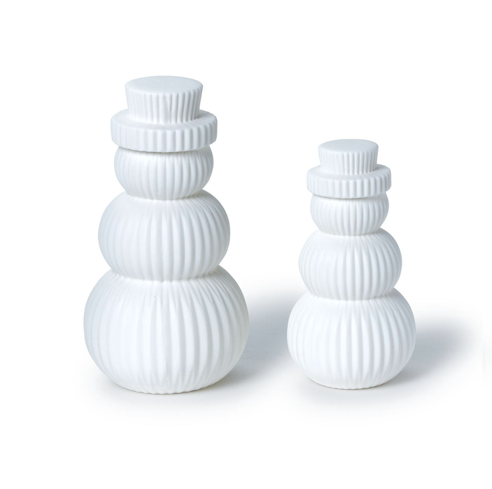 Set of 2 Snowmen Decor with LED Light-Up Function - Stoneware