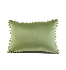 Ann Gish Inc. Sage Velvet Pillow With Ball Trim