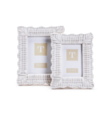 White Wicker Weave Scalloped Photo Frame