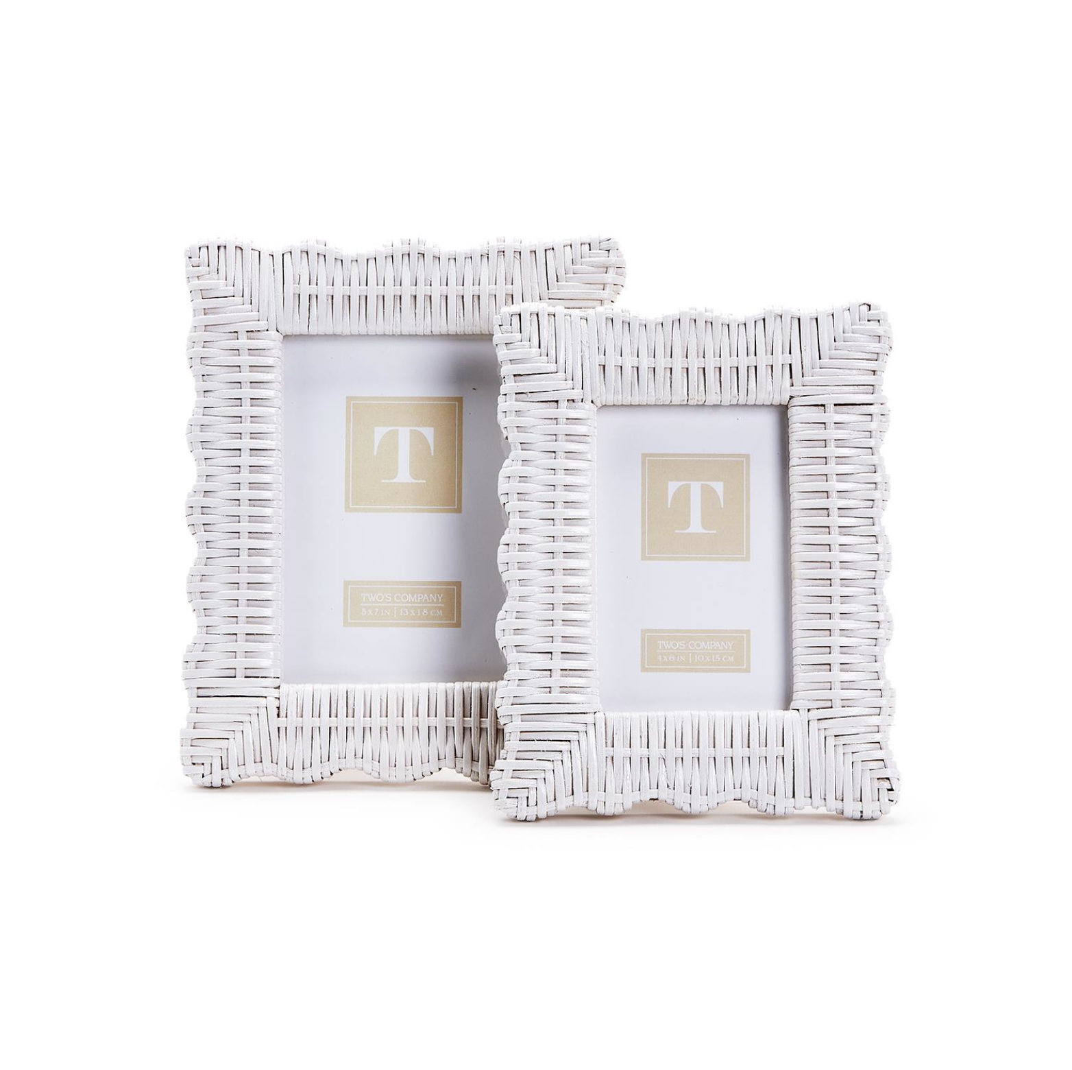 White Wicker Weave Scalloped Photo Frame