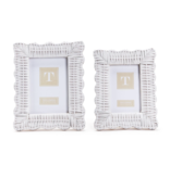 White Wicker Weave Scalloped Photo Frame