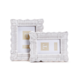 White Wicker Weave Scalloped Photo Frame