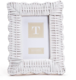 White Wicker Weave Scalloped Photo Frame