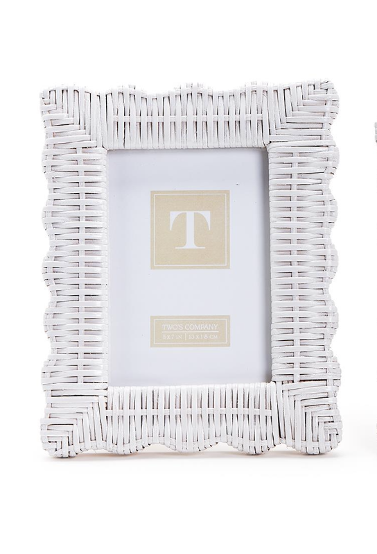 White Wicker Weave Scalloped Photo Frame 5x7