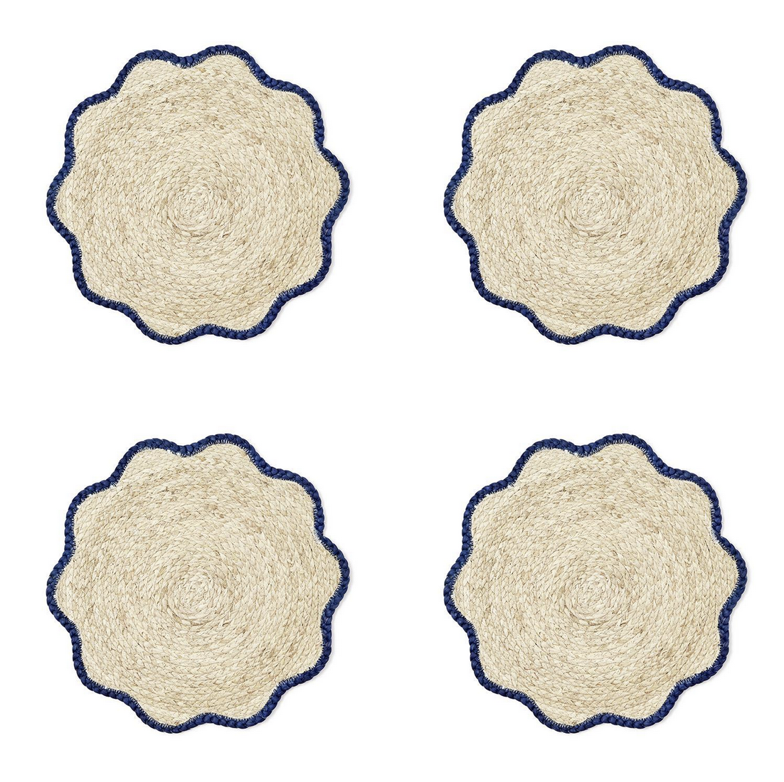 Handwoven Scalloped Edge Placemats - Set of 4