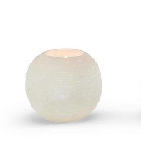 Glaciers Selenite Crystal Sphere Candleholder