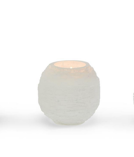 Glaciers Selenite Crystal Sphere Candleholder