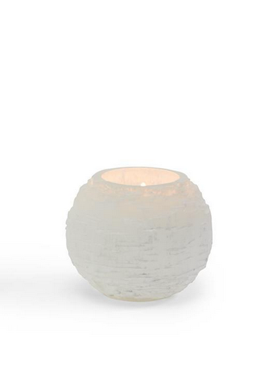Glaciers Selenite Crystal Sphere Candleholder