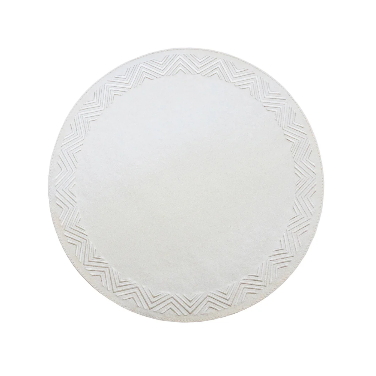 Bold Decor Tokyo Embroidered Triple Zig Zag Round Placemat - Victoria White