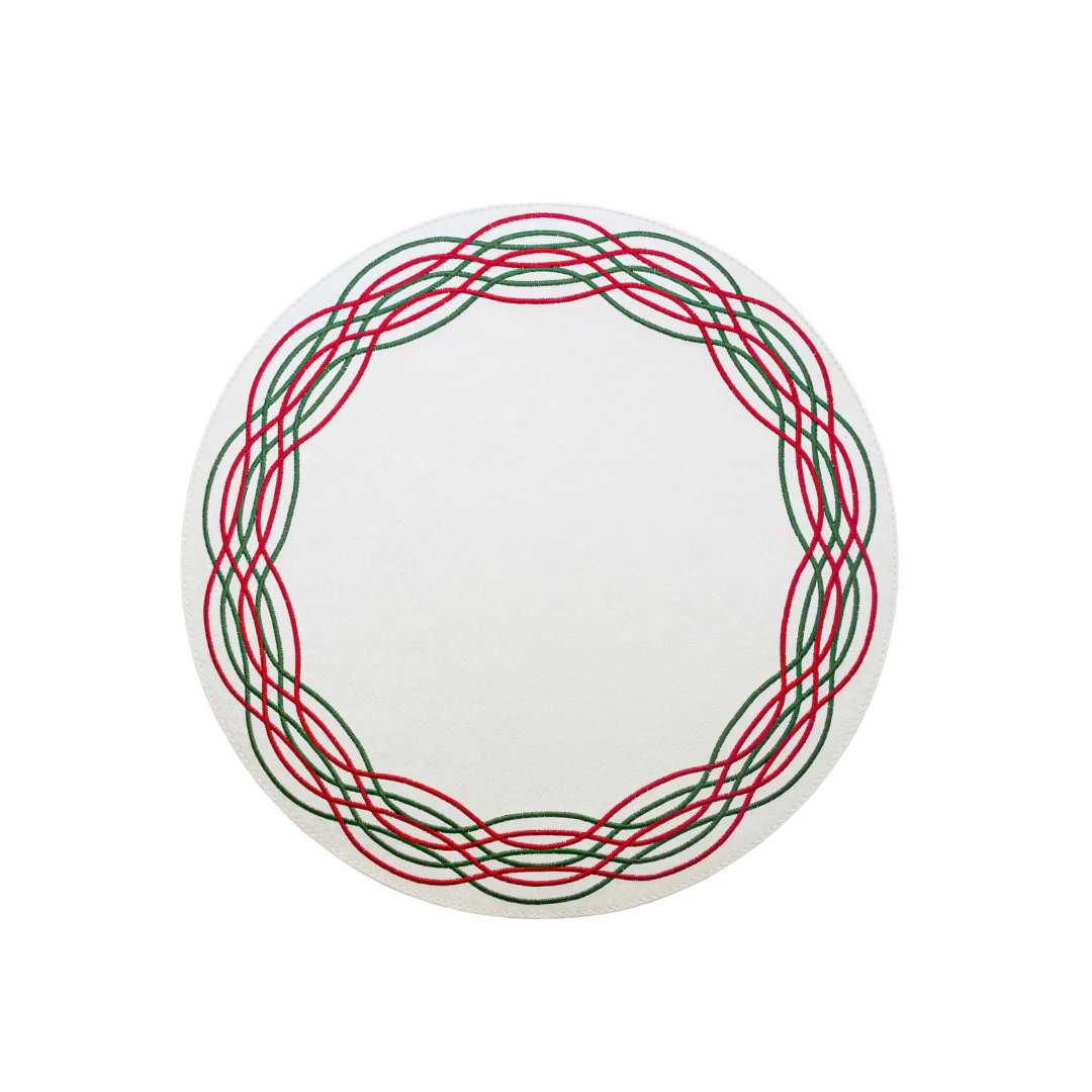 Bold Decor Barcelona Round Placemat Linen White/Christmas