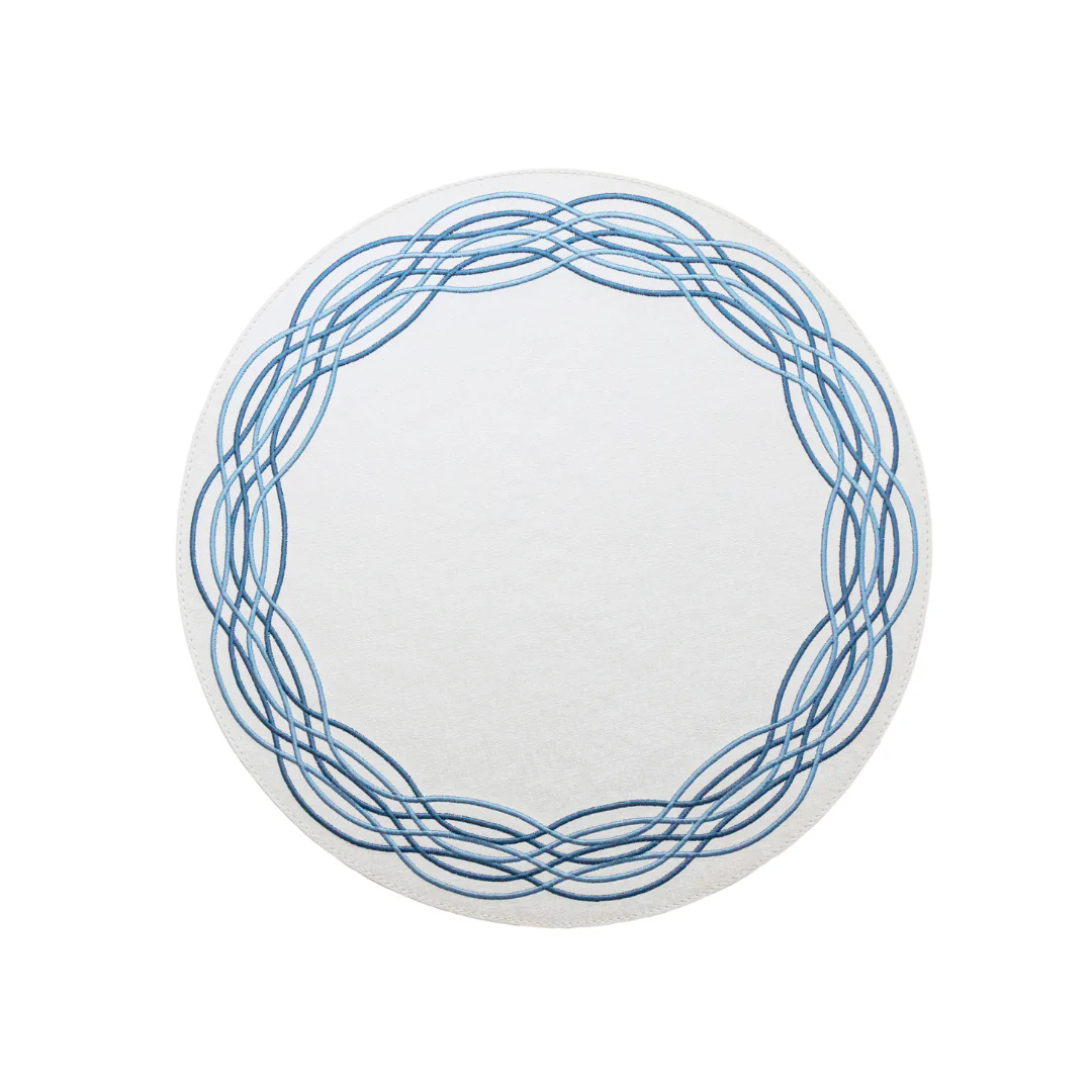Bold Decor Barcelona Round Placemat Linen White/Blue