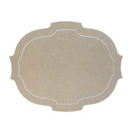 Bold Decor Paris Placemat in Denim Beige / White Embroidery