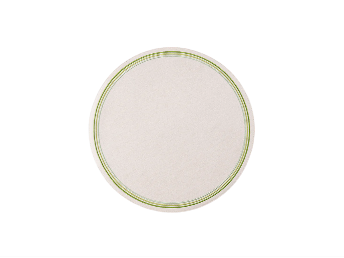 Bold Decor Madrid Circle Placemat with Tonal Embroidery - Green