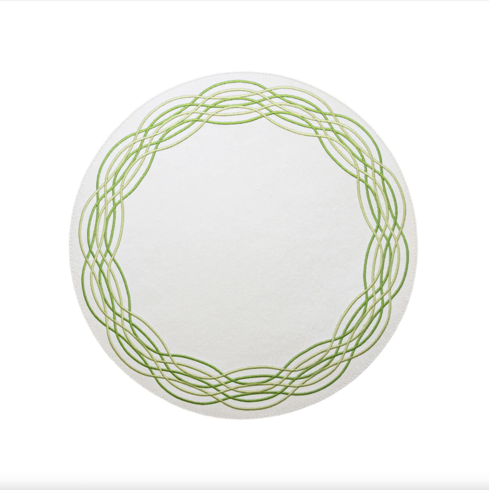 Bold Decor Barcelona Round Placemat Linen White/Green