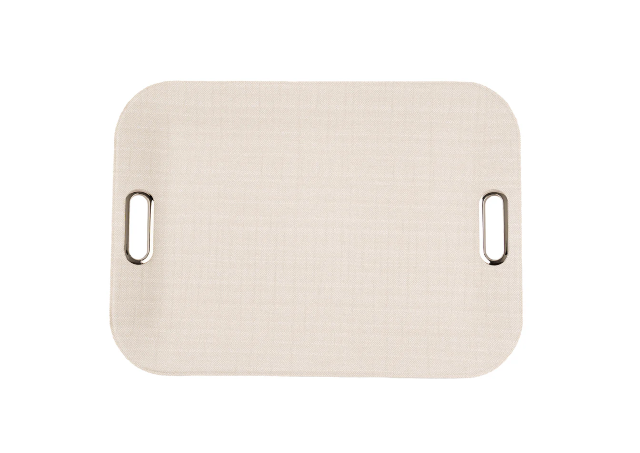 Bold Decor Large Serving Tray with Chrome Handles - Amazon Ivory