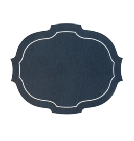 Bold Decor Paris Placemat in Denim Navy / White Embroidery