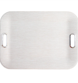 Bold Decor Amara Beige Large Serving Tray with Metal Handles
