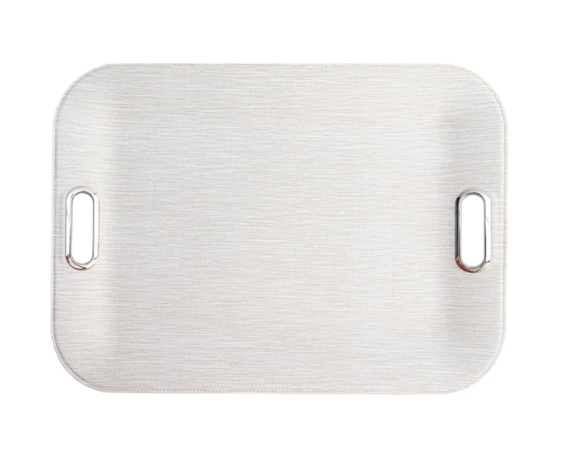 Bold Decor Amara Beige Large Serving Tray with Metal Handles