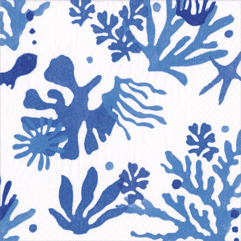 Matisse Paper Cocktail Napkins in Coral & Blue