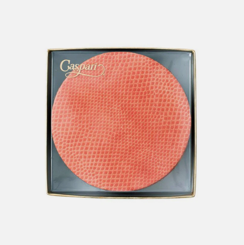 Coral Snakeskin Round Coaster